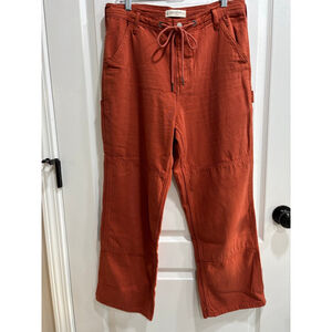 Lucky Brand Tie Waist Cargo Carpenter Woman’s Pants, Rust Orange, Size 29